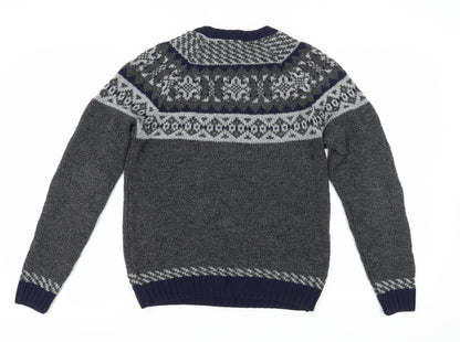 Frederik Anderson Copenhagen Men’s Grey Fair Isle Jumper S