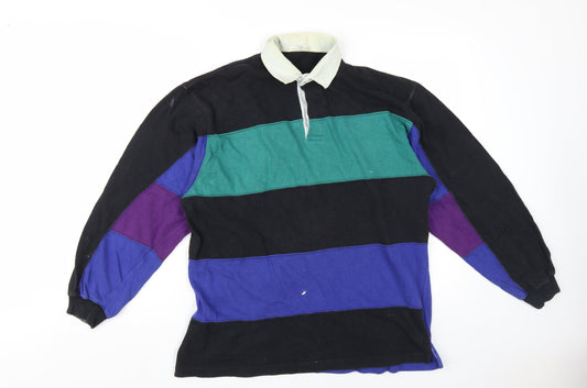 St Michael Men's Colourblock Polo, Size M, Long Sleeve