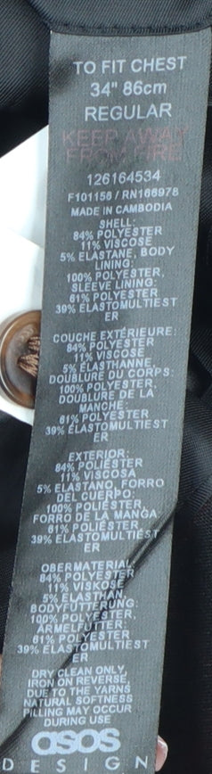 ASOS DESIGN Men's Black Check Blazer, Size 34R, Regular Fit