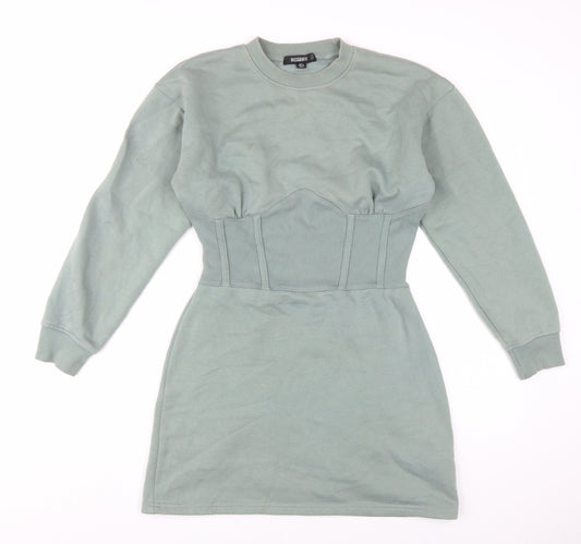 Missguided Women's Green Shift Mini Dress, Size 8, Casual Style