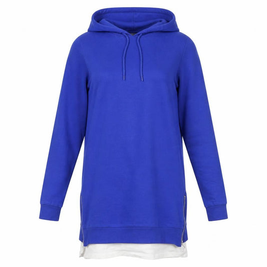 Front view of Asos Blue Women's Hooded Long Sleeve Dress XS