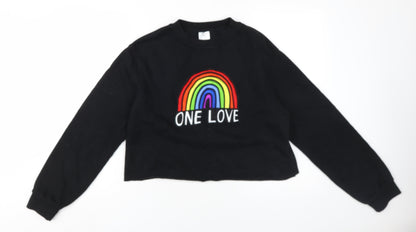 B&C Black Unisex Rainbow Sweatshirt S Embroidered Casual