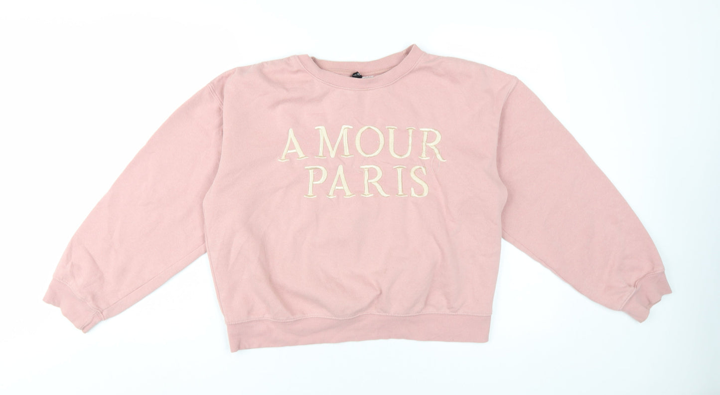 H&M Women's Pink Pullover Sweatshirt Size 12