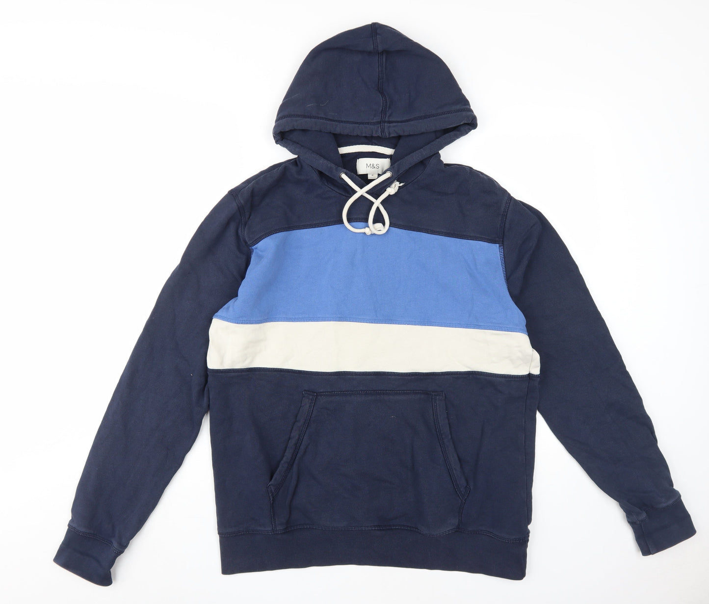 Mens UK Size M Marks and Spencer Blue Pullover Hoodie
