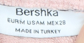 Bershka Women's Pink Pullover Hoodie, Size M