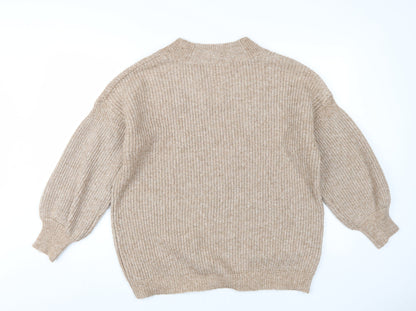 ASOS Design Women Beige V-Neck Pullover Jumper Size 8