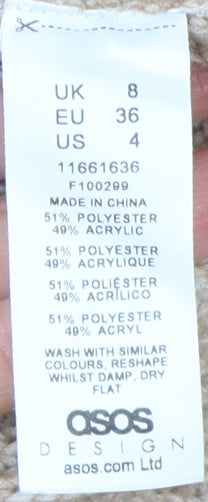 ASOS Design Women Beige V-Neck Pullover Jumper Size 8