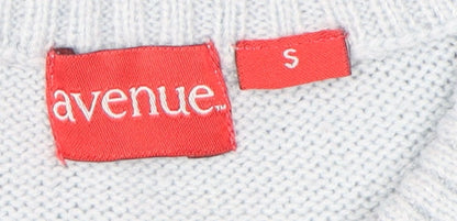 Avenue Women's Blue S Snowman Knit Pullover Jumper