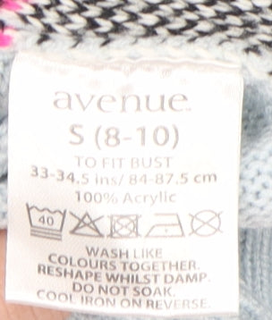 Avenue Women's Blue S Snowman Knit Pullover Jumper