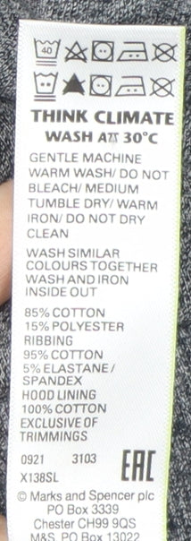 Marks and Spencer Boys Grey Pullover Hoodie Size 12-13 Years