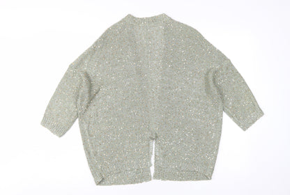 BHS Women's Green Sequin Open-Knit Cardigan, Size 12