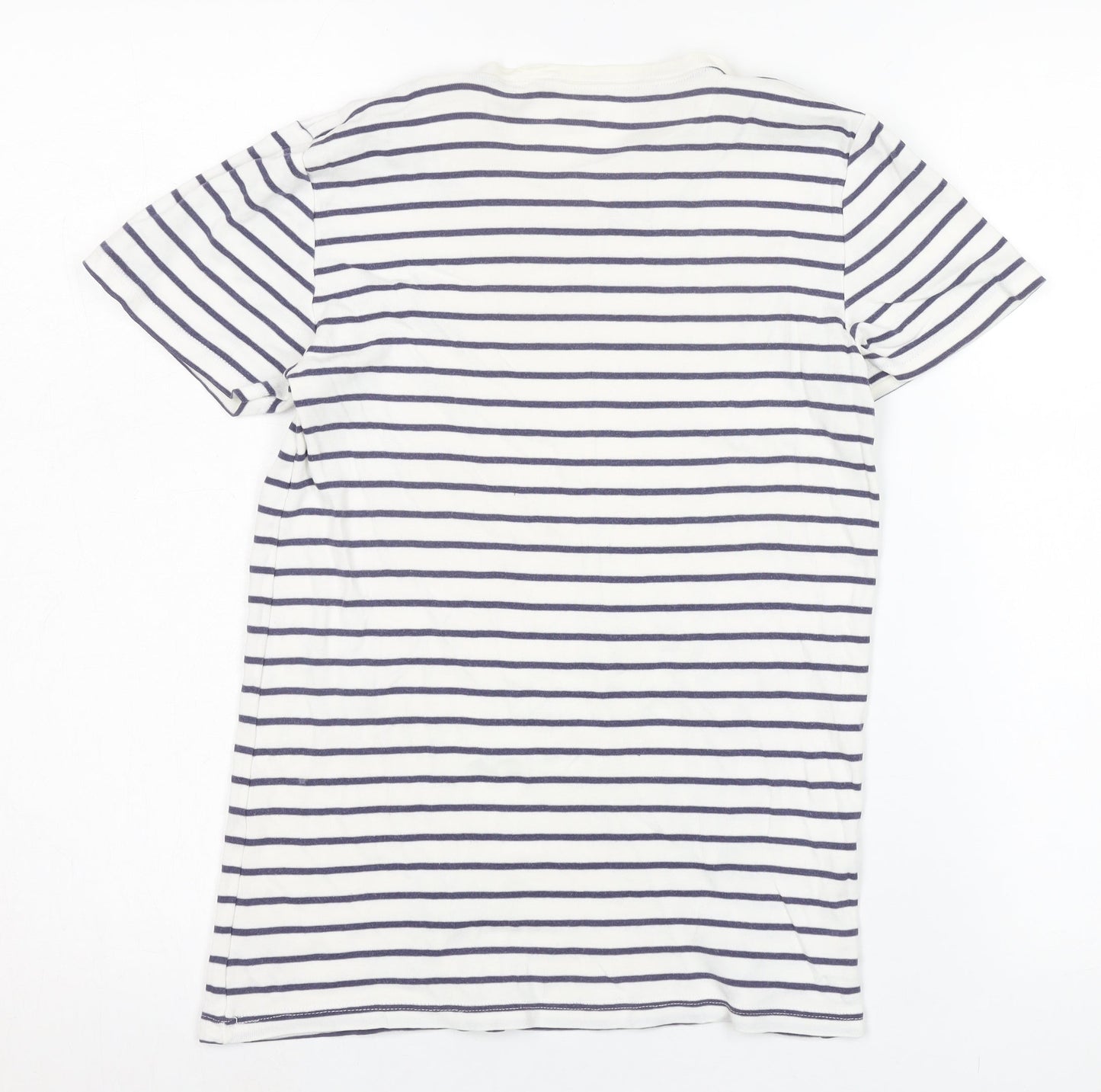 Gap Women's White Striped T-Shirt M Crew Neck