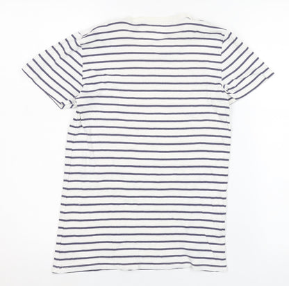 Gap Women's White Striped T-Shirt M Crew Neck