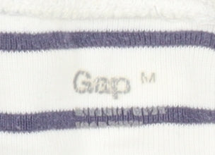 Gap Women's White Striped T-Shirt M Crew Neck