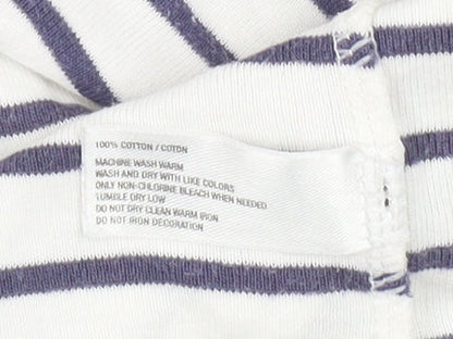 Gap Women's White Striped T-Shirt M Crew Neck