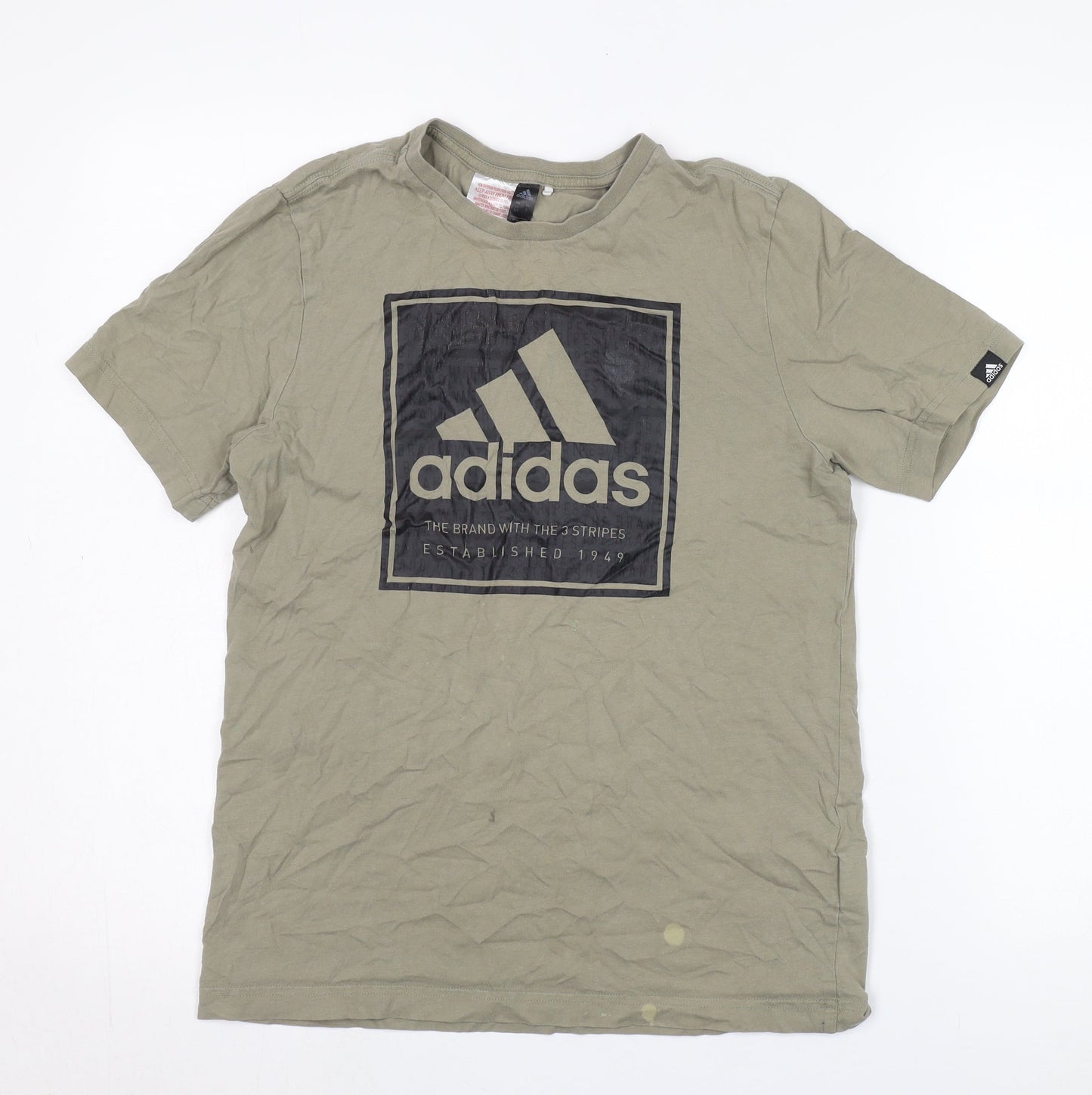 adidas Boys Green T-Shirt, 13-14 Years, Logo Graphic, Casual Wear