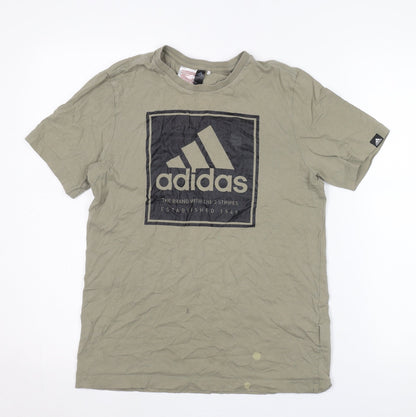 adidas Boys Green T-Shirt, 13-14 Years, Logo Graphic, Casual Wear