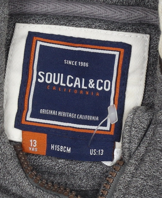 SoulCal & Co Boys Grey Full Zip Hoodie 13 Years