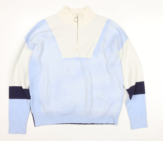 Cynthia Rowley Women's Blue High Neck Pullover Jumper L