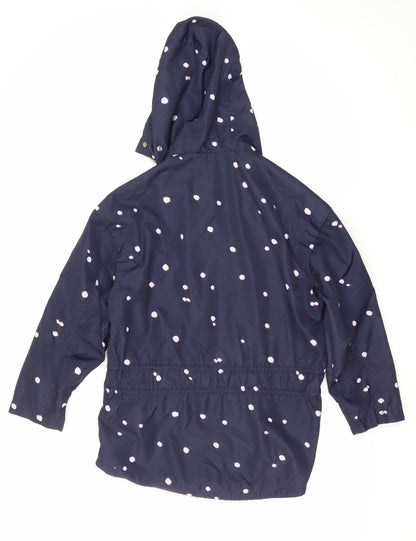 Zara Girls Blue Polka Dot Parka Coat - Size 10 Years