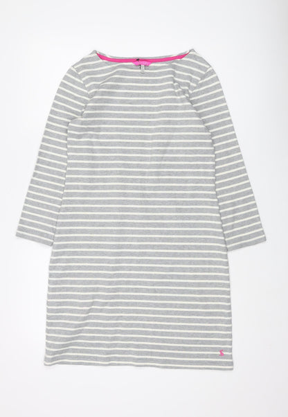 Joules Women's Grey Striped Shift Dress Size 10