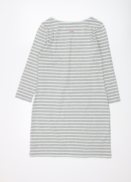 Joules Women's Grey Striped Shift Dress Size 10