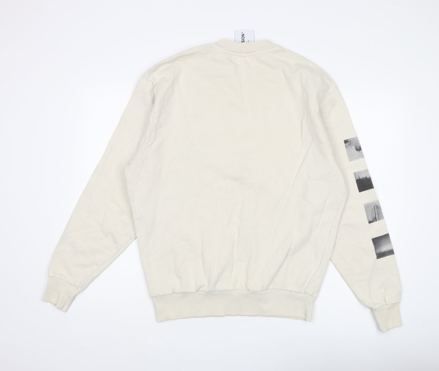 Unisex Adults UK Size XS COLLUSION Beige Pullover Sweatshirt