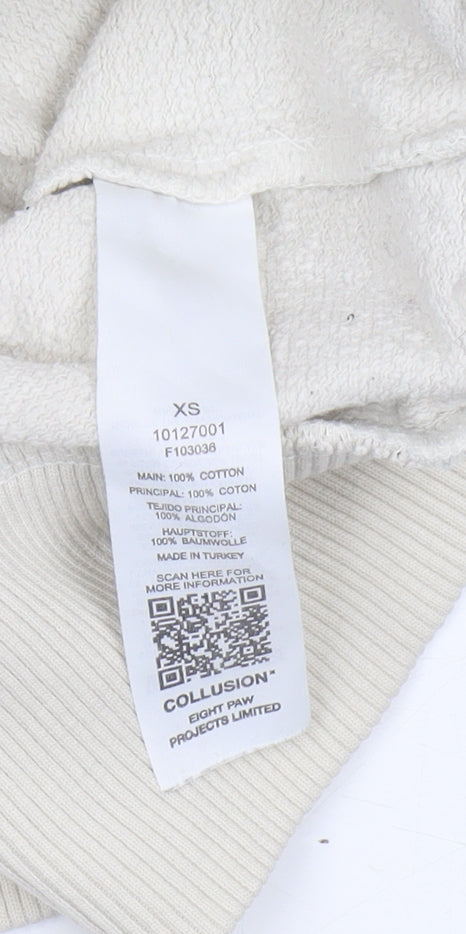 Unisex Adults UK Size XS COLLUSION Beige Pullover Sweatshirt