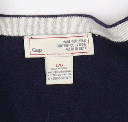 Gap Women's Blue V-Neck Pullover Jumper - Size L