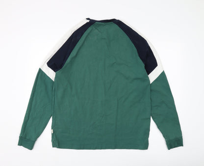 Marks and Spencer Men's Green Long Sleeve T-Shirt - L
