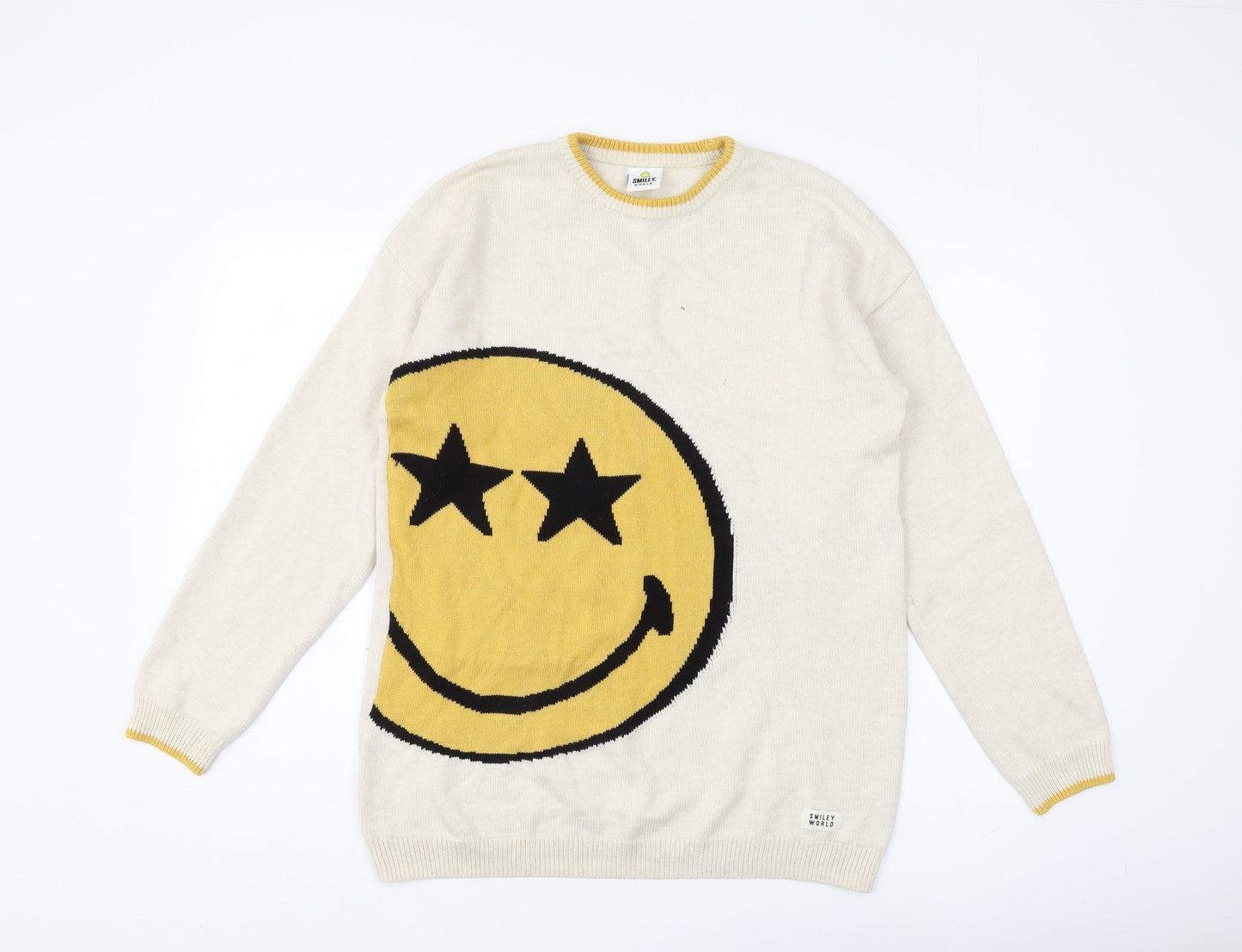 Smiley World Boys Beige Jumper, 16 Years, Fun Graphic Print