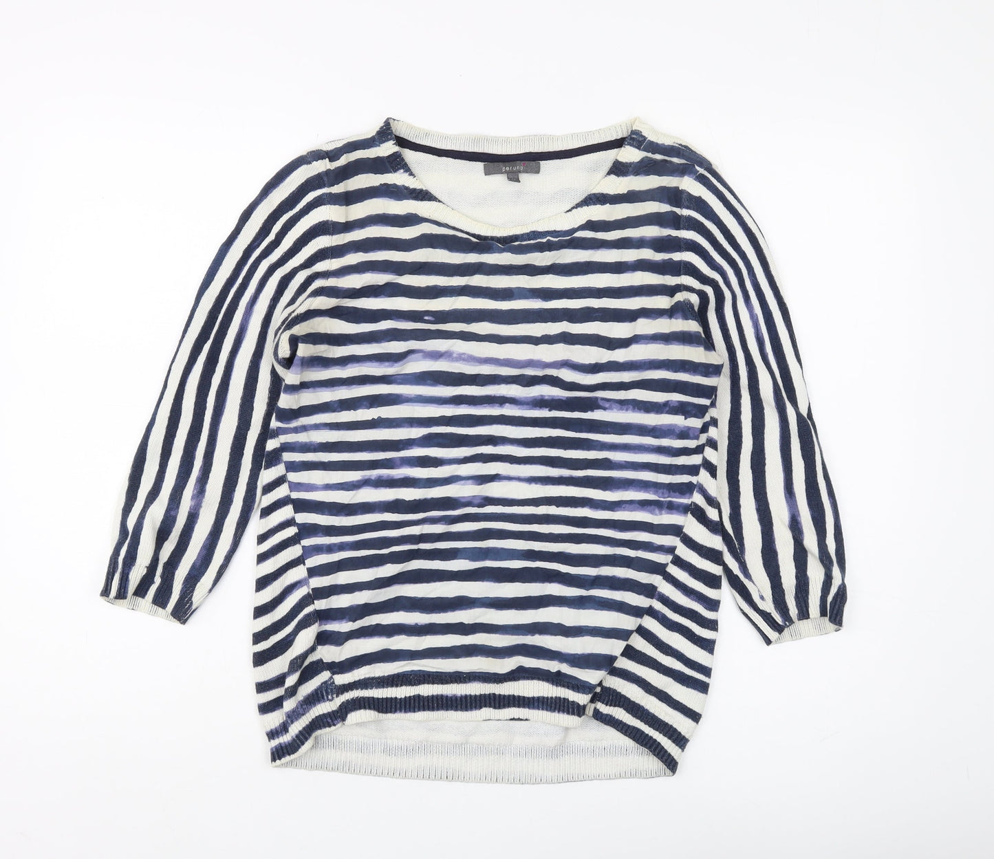Per Una Women's Blue Striped Pullover Jumper Size 10