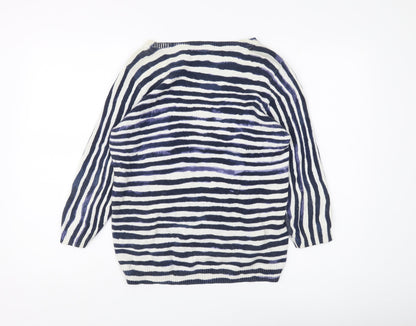 Per Una Women's Blue Striped Pullover Jumper Size 10