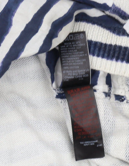 Per Una Women's Blue Striped Pullover Jumper Size 10