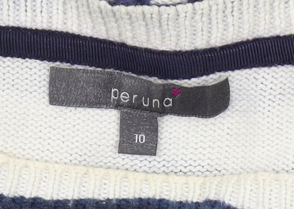 Per Una Women's Blue Striped Pullover Jumper Size 10