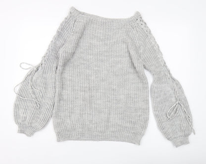 Womens UK Size M/L Cameo Rose Grey Pullover Jumper