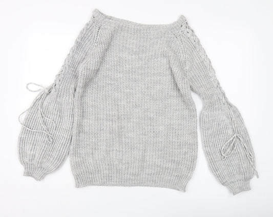 Womens UK Size M/L Cameo Rose Grey Pullover Jumper
