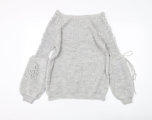 Womens UK Size M/L Cameo Rose Grey Pullover Jumper