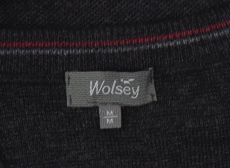 Wolsey Men's Black Striped Medium Pullover Jumper