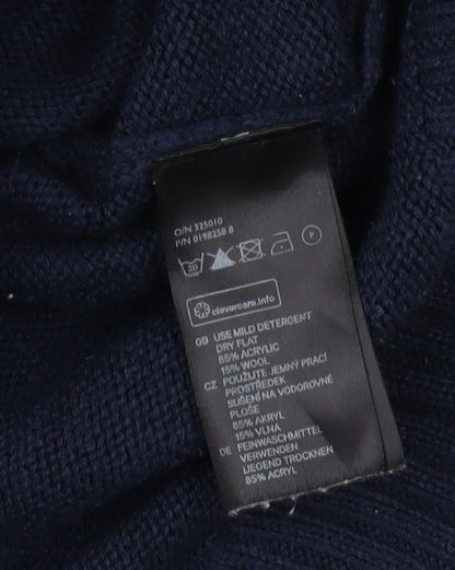 H&M Unisex Blue Reindeer Winter Pullover Jumper S