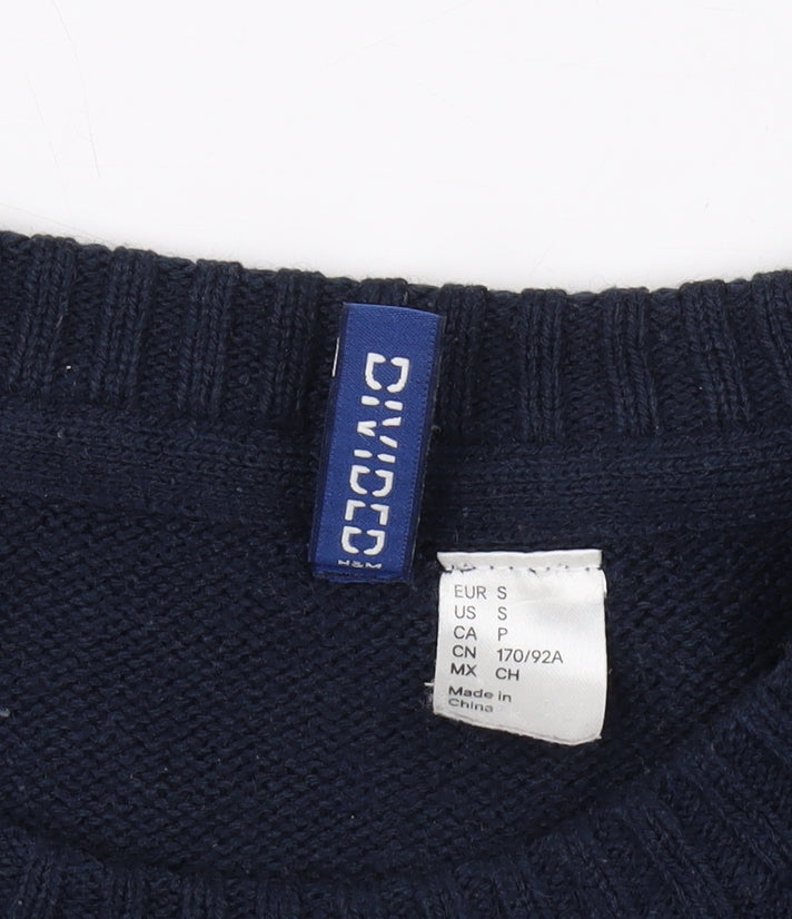 H&M Unisex Blue Reindeer Winter Pullover Jumper S