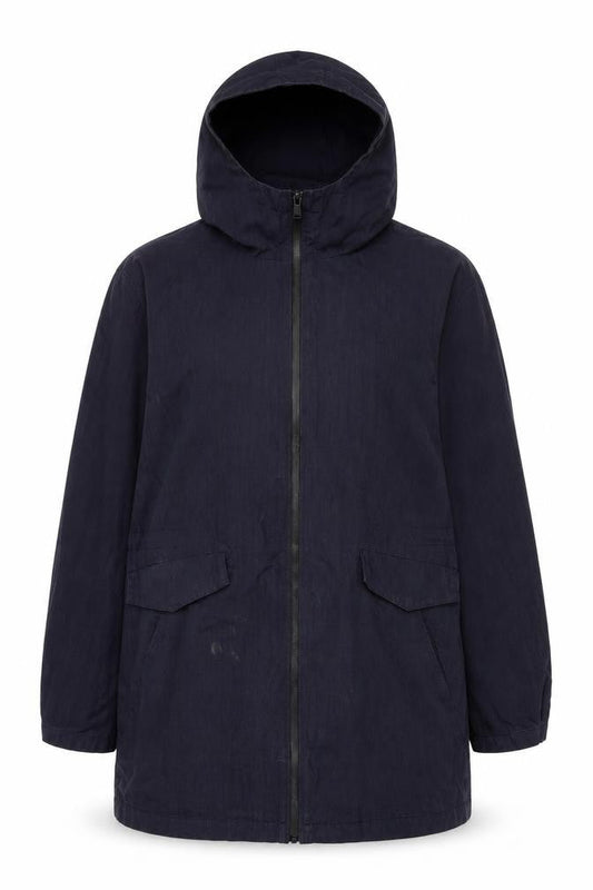 Front view of NōMe unisex black parka jacket 2xl hooded casual