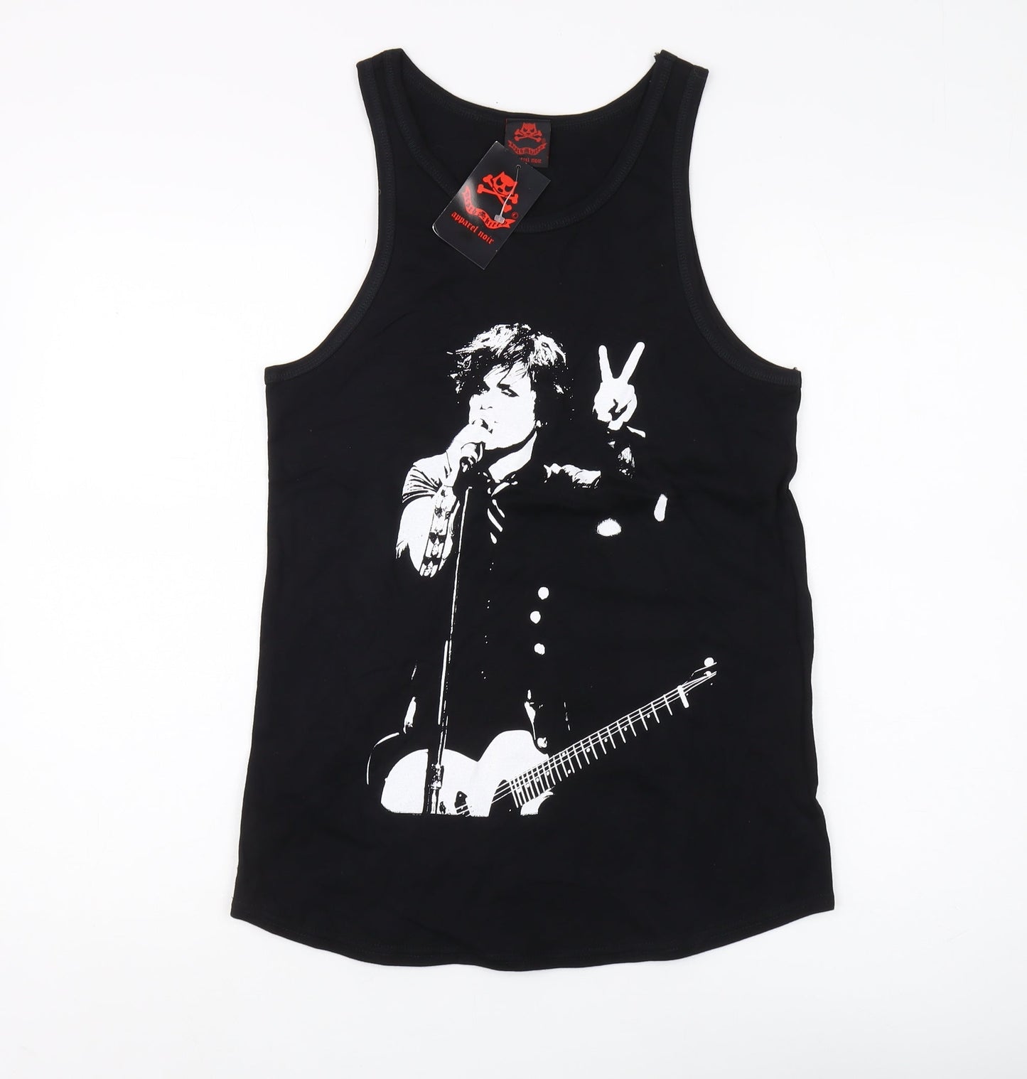 Womens UK Size 8 Death Kitty Black Basic Tank
