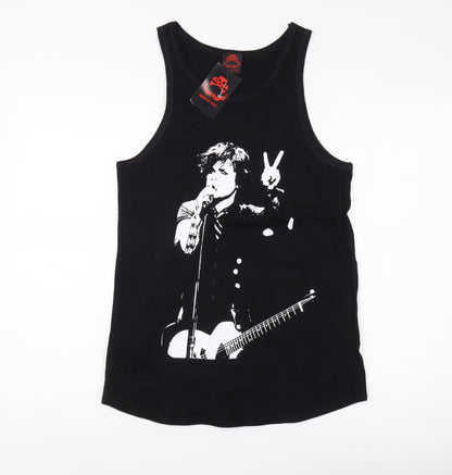 Womens UK Size 8 Death Kitty Black Basic Tank