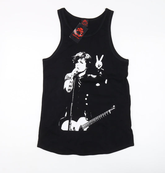 Womens UK Size 8 Death Kitty Black Basic Tank