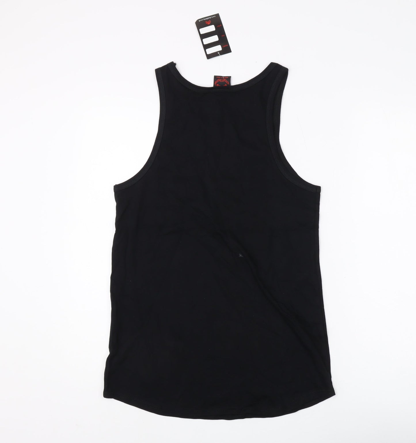 Womens UK Size 8 Death Kitty Black Basic Tank