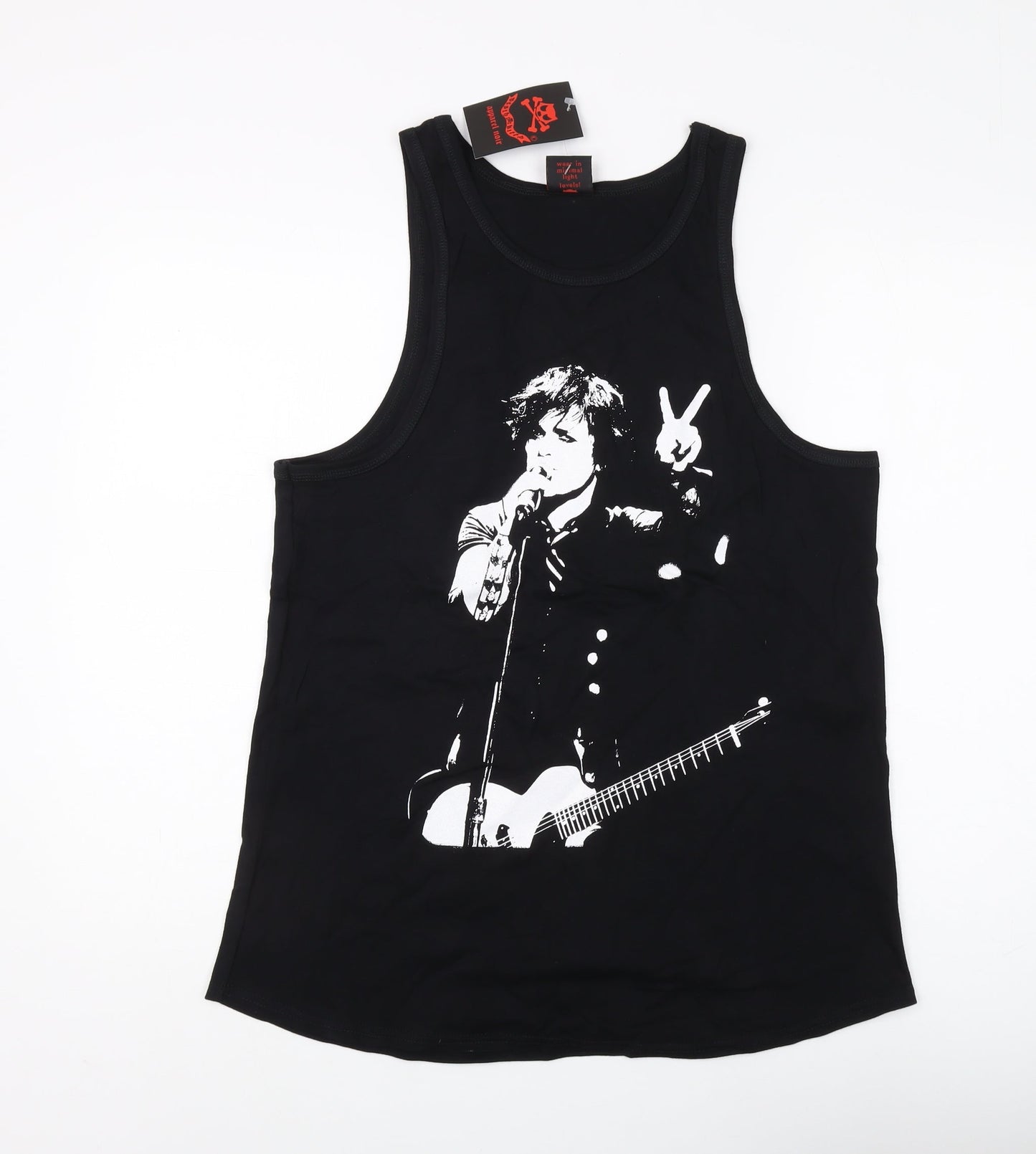 Womens UK Size 14 Death Kitty Black Basic Tank