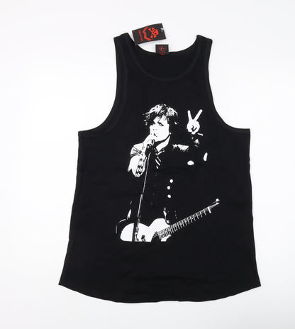Womens UK Size 14 Death Kitty Black Basic Tank