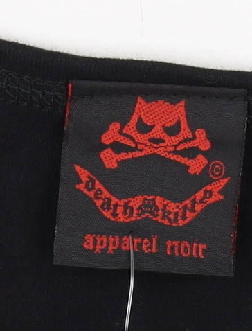 Womens UK Size 14 Death Kitty Black Basic Tank