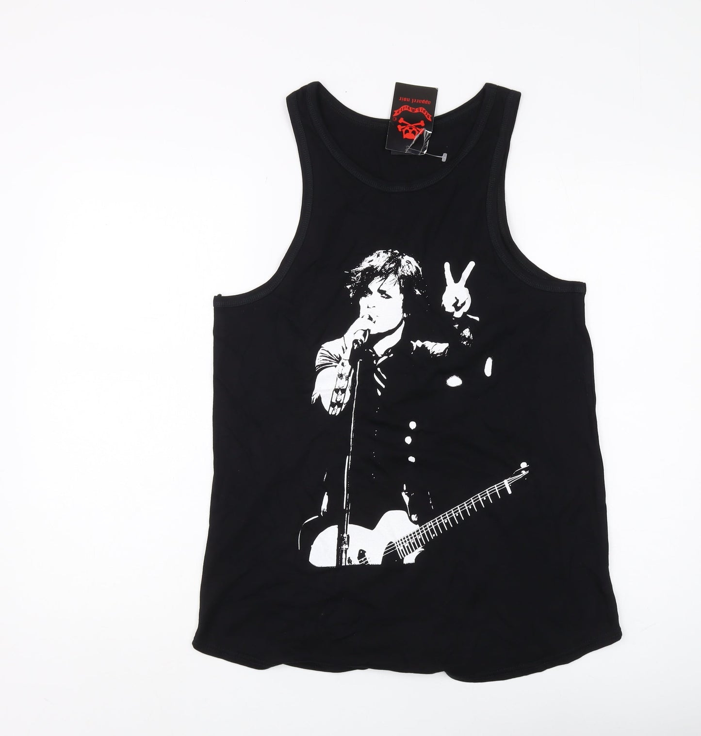 Womens UK Size 12 Death Kitty Black Jersey Tank